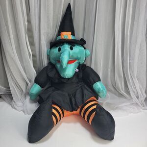 20" Halloween Green Wart Witch Hazel Type Vintage Nylon Stuffed Plush Decor YMT